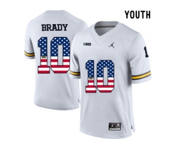 2016 US Flag Fashion-2016 Youth Jordan Brand Michigan Wolverines Tom Brady #10 College Football Limited Jersey - White