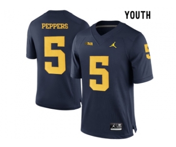 2016 Youth Jordan Brand Michigan Wolverines Jabrill Peppers #5 College Football Limited Jersey - Navy Blue