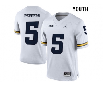2016 Youth Jordan Brand Michigan Wolverines Jabrill Peppers #5 College Football Limited Jersey - White