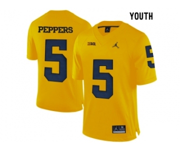 2016 Youth Jordan Brand Michigan Wolverines Jabrill Peppers #5 College Football Limited Jersey - Yellow