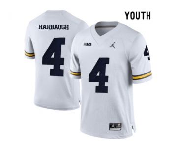 2016 Youth Jordan Brand Michigan Wolverines Jim Harbaugh #4 College Football Limited Jersey - White