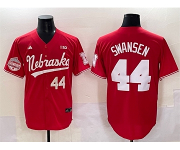 Men's Nebraska Huskers #44 Gabe Swansen Red Back 2 Back Champions Patch Vapor Premier Limited Stitched Jersey