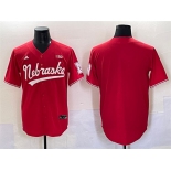 Men's Nebraska Huskers Blank Red With Patch Stitched Jersey Men's Nebraska Huskers Blank Red With Patch Stitched Jersey