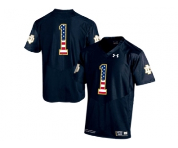 2016 US Flag Fashion 2015 Under Armour Mens' Norte Dame Fighting Irish #1 Fan College Football Jersey - Navy Blue