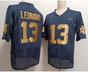 Men's Notre Dame Fighting Irish #13 Riley Leonard Name Navy Blue College Stitched Jersey