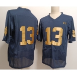 Men's Notre Dame Fighting Irish #13 Riley Leonard Navy Blue College Stitched Jersey