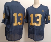Men's Notre Dame Fighting Irish #13 Riley Leonard Navy Blue College Stitched Jersey