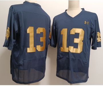 Men's Notre Dame Fighting Irish #13 Riley Leonard Navy Blue College Stitched Jersey