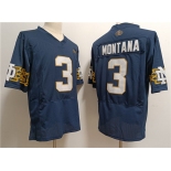Men's Notre Dame Fighting Irish #3 Joe Montana Navy With Name Limited Stitched Jersey