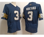 Men's Notre Dame Fighting Irish #3 Joe Montana Navy With Name Limited Stitched Jersey