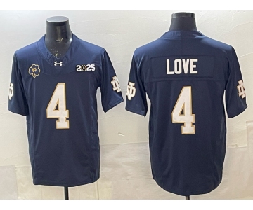 Men's Notre Dame Fighting Irish #4 Jeremiyah Love Navy F.U.S.E. 2025 CFP Final Patch Limited Stitched Football Jersey