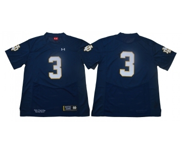 Notre Dame Fighting Irish #3 Blue Under Armour College Football Jersey