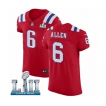 Men's Nike New England Patriots #6 Ryan Allen Red Alternate Vapor Untouchable Elite Player Super Bowl LII NFL Jersey