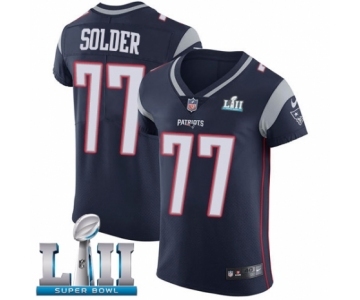Men's Nike New England Patriots #77 Nate Solder Navy Blue Team Color Vapor Untouchable Elite Player Super Bowl LII NFL Jersey