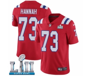 Men's Nike New England Patriots #73 John Hannah Red Alternate Vapor Untouchable Limited Player Super Bowl LII NFL Jersey