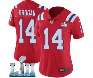 Women's Nike New England Patriots #14 Steve Grogan Red Alternate Vapor Untouchable Limited Player Super Bowl LII NFL Jersey