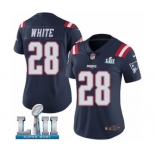 Women's Nike New England Patriots #28 James White Limited Navy Blue Rush Vapor Untouchable Super Bowl LII NFL Jersey