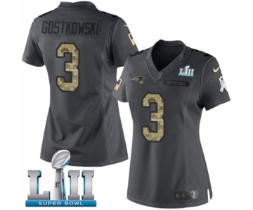 Women's Nike New England Patriots #3 Stephen Gostkowski Limited Black 2016 Salute to Service Super Bowl LII NFL Jersey