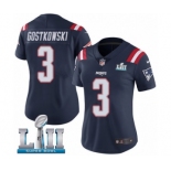Women's Nike New England Patriots #3 Stephen Gostkowski Limited Navy Blue Rush Vapor Untouchable Super Bowl LII NFL Jersey