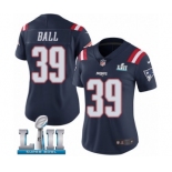 Women's Nike New England Patriots #39 Montee Ball Limited Navy Blue Rush Vapor Untouchable Super Bowl LII NFL Jersey