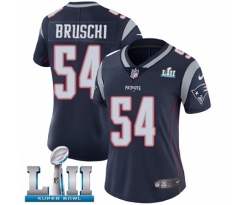 Women's Nike New England Patriots #54 Tedy Bruschi Navy Blue Team Color Vapor Untouchable Limited Player Super Bowl LII NFL Jersey