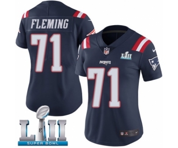 Women's Nike New England Patriots #71 Cameron Fleming Limited Navy Blue Rush Vapor Untouchable Super Bowl LII NFL Jersey