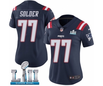 Women's Nike New England Patriots #77 Nate Solder Limited Navy Blue Rush Vapor Untouchable Super Bowl LII NFL Jersey