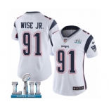 Women's Nike New England Patriots #91 Deatrich Wise Jr White Vapor Untouchable Limited Player Super Bowl LII NFL Jersey