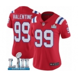 Women's Nike New England Patriots #99 Vincent Valentine Red Alternate Vapor Untouchable Limited Player Super Bowl LII NFL Jersey