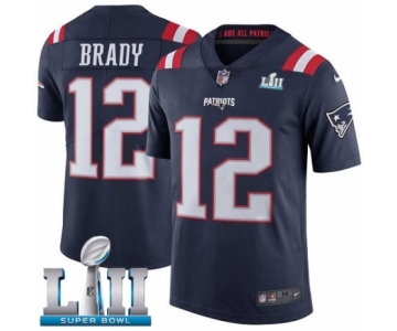 Youth Nike New England Patriots #12 Tom Brady Limited Navy Blue Rush Vapor Untouchable Super Bowl LII NFL Jersey