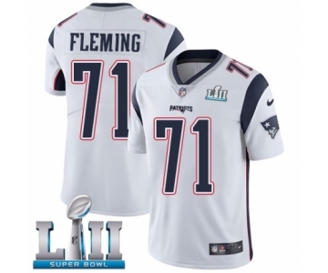 Youth Nike New England Patriots #71 Cameron Fleming White Vapor Untouchable Limited Player Super Bowl LII NFL Jersey