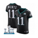 Men's Nike Philadelphia Eagles #11 Carson Wentz Black Vapor Untouchable Elite Player Super Bowl LII NFL Jersey