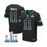 Men's Nike Philadelphia Eagles #11 Carson Wentz Elite Black Alternate Drift Fashion Super Bowl LII NFL Jersey