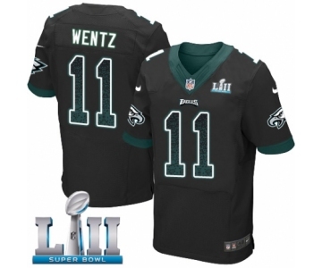 Men's Nike Philadelphia Eagles #11 Carson Wentz Elite Black Alternate Drift Fashion Super Bowl LII NFL Jersey
