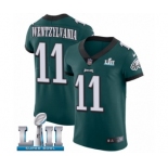 Men's Nike Philadelphia Eagles #11 Carson Wentz Elite Midnight Green Team Color Wentzylvania Super Bowl LII NFL Jersey