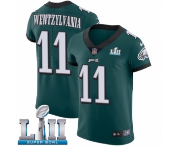 Men's Nike Philadelphia Eagles #11 Carson Wentz Elite Midnight Green Team Color Wentzylvania Super Bowl LII NFL Jersey