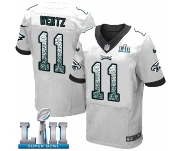 Men's Nike Philadelphia Eagles #11 Carson Wentz Elite White Road Drift Fashion Super Bowl LII NFL Jersey