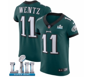 Men's Nike Philadelphia Eagles #11 Carson Wentz Midnight Green Team Color Vapor Untouchable Elite Player Super Bowl LII NFL Jersey
