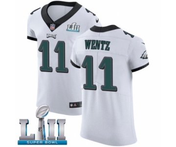 Men's Nike Philadelphia Eagles #11 Carson Wentz White Vapor Untouchable Elite Player Super Bowl LII NFL Jersey
