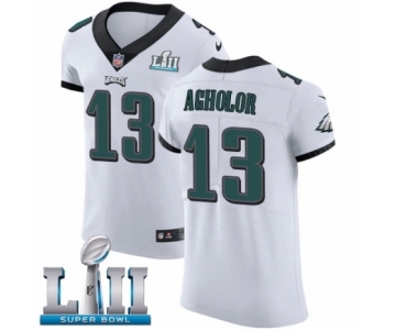 Men's Nike Philadelphia Eagles #13 Nelson Agholor White Vapor Untouchable Elite Player Super Bowl LII NFL Jersey