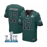 Men's Nike Philadelphia Eagles #17 Alshon Jeffery Elite Midnight Green Home Drift Fashion Super Bowl LII NFL Jersey