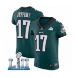 Men's Nike Philadelphia Eagles #17 Alshon Jeffery Midnight Green Team Color Vapor Untouchable Elite Player Super Bowl LII NFL Jersey