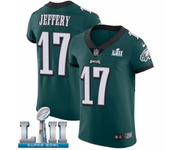 Men's Nike Philadelphia Eagles #17 Alshon Jeffery Midnight Green Team Color Vapor Untouchable Elite Player Super Bowl LII NFL Jersey