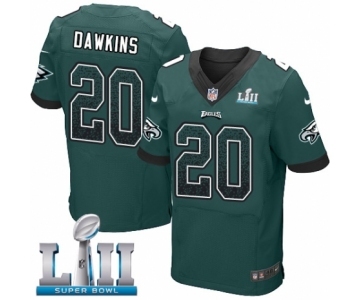 Men's Nike Philadelphia Eagles #20 Brian Dawkins Elite Midnight Green Home Drift Fashion Super Bowl LII NFL Jersey
