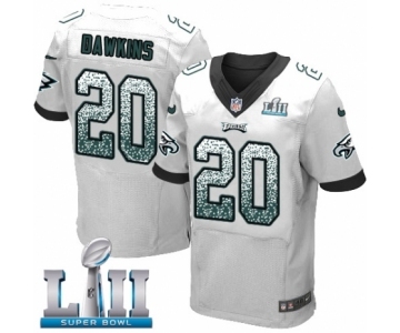 Men's Nike Philadelphia Eagles #20 Brian Dawkins Elite White Road Drift Fashion Super Bowl LII NFL Jersey