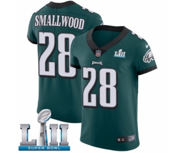 Men's Nike Philadelphia Eagles #28 Wendell Smallwood Midnight Green Team Color Vapor Untouchable Elite Player Super Bowl LII NFL Jersey