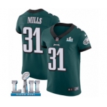 Men's Nike Philadelphia Eagles #31 Jalen Mills Midnight Green Team Color Vapor Untouchable Elite Player Super Bowl LII NFL Jersey