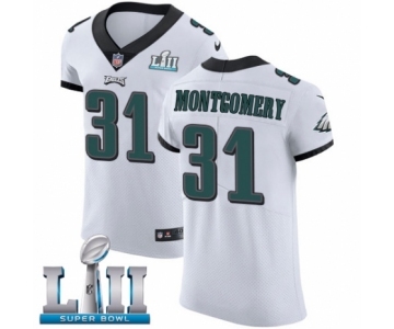 Men's Nike Philadelphia Eagles #31 Wilbert Montgomery White Vapor Untouchable Elite Player Super Bowl LII NFL Jersey