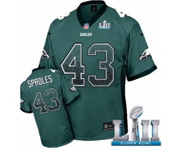 Men's Nike Philadelphia Eagles #43 Darren Sproles Elite Midnight Green Drift Fashion Super Bowl LII NFL Jersey