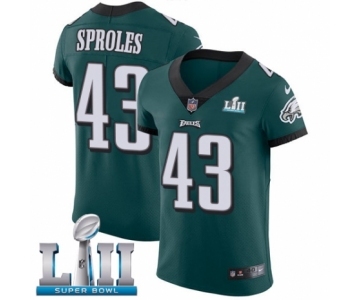 Men's Nike Philadelphia Eagles #43 Darren Sproles Midnight Green Team Color Vapor Untouchable Elite Player Super Bowl LII NFL Jersey